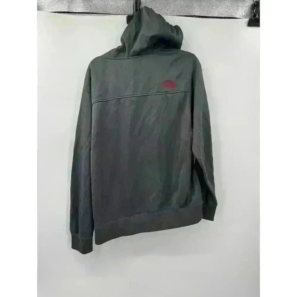 The North Face Men's Facemask Hooded Zip-Up‎ Gray Red Fleece Jacket Size Large